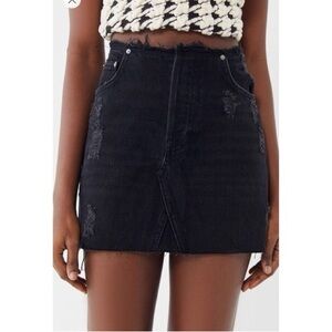 Urban Outfitters UO BDG Raw Edge Black Denim Mini Skirt